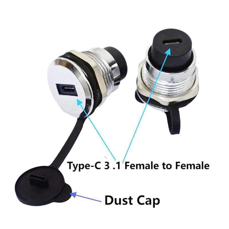 SHANFEILU USB 3.1 Type-C Threaded Fixed Recessed Panel Mount Adapter