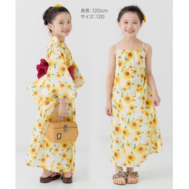 chil2 Children's Yukata Set, Separate Girls, Sundress, Kids' Baby Clothes, 3-piece Set, Dress, Dress, 35.4, 39.4, 43.4, 59.2, 59.2, 55.1, 59.1, 59.1, 59.1 inches (90, 100, 110, 120, 130, 140, 150 cm