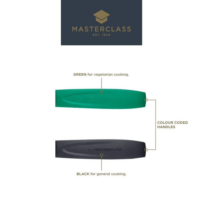 MasterClass Colour-Coded Catering-Quality Stainless Steel Slotted Spoon, 34 cm (13.5")