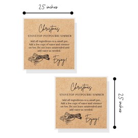 Christmas Stovetop Potpourri Simmer Instruction Cards | 30 Pack | 2.5 x 2.5" inches Square Card | Potpourri | Kraft Christmas Design