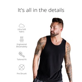 INTO THE AM Men's Essential Tank Tops 3 Pack - Soft Premium Sleeveless Muscle Shirt Bro Tanks for Guys (Black/Navy/Olive Green, Large)