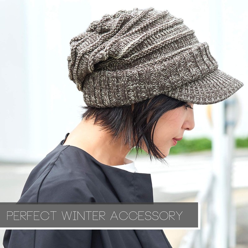 Slouchy Beanie Brim Hat - Mens Slouch Cap Womens Warm