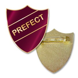 Prefect Shield School Badge - Enamel and Brass - Safety Pin fixing - Size 30mm (MAROON)