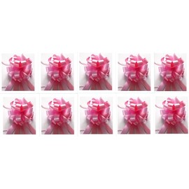 CaPiSo Large Pull Bow, 18 cm, Large Gift Bow, 50 cm, Decorative Bow with Gift Ribbon, Car Bow, Crafts, Decorating, Decorating (Pink, Pack of 10)