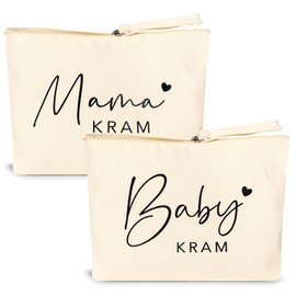 2 x Gifts for Mum for Birth Baby Junk Cosmetic Bag Bag for Expectant Mum Mother Bag with Zip Baby Shower Gifts for Mum New Mum Gifts Mum to Become Mum, beige, Beige