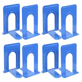 Metal Book Ends for Office Home, Book Shelf Holder Home Decorative, Book Ends for Heavy Books/Movies/CDs, Blue 6.5 x 5 x 5.7 in, 4 Pair/ 8 Piece
