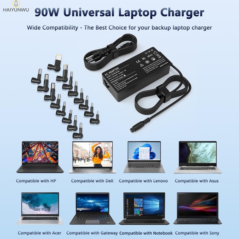 HAIYUNWU 90W Universal Laptop Charger AC Adapter