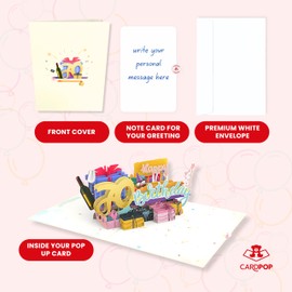 CardPop 70th Happy Birthday Pop Up Card. 3d 70th Happy Birthday Card for Mum, Dad, Family and Friends