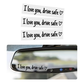 Wevdn 3 PCS I Love You Drive Safe Sticker, Funny Waterproof Car Rearview Mirror Decal with Heart, Self Affirmations Sticker with Drive Safe Letters for Car Window Bumper Women Gift (Black)