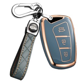 ontto TPU Car Key fob Cover Fit for Hyundai Grand Santa Fe IX45 Genesis Equus Azera 2013-2016 Key case Keychain Key Shell Key Holder Accessories Protector 3 Button Grey