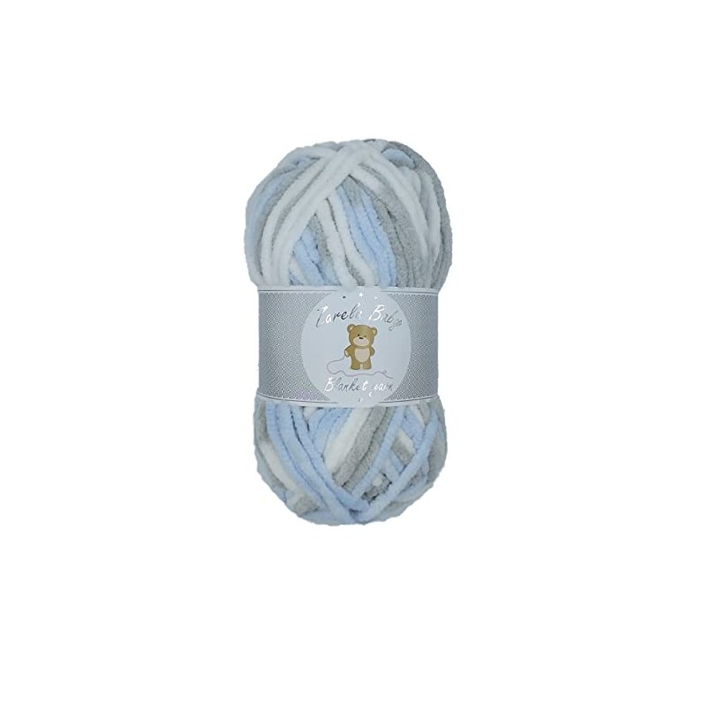 Zarela Baby Blanket Yarn (B17 White-Grey-Baby Blue)