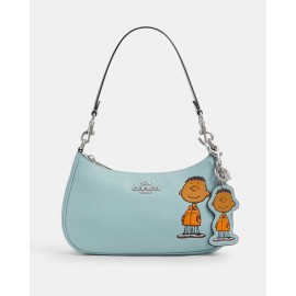 Coach NWT Coach X Peanuts Franklin Bag Charm Sv/Light Blue Multi