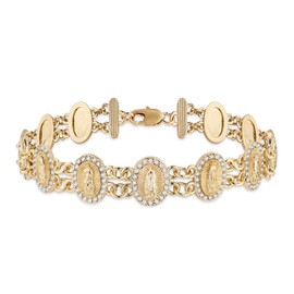 HZMAN Virgin Mary Bracelet for Women Dainty Religious Cubic Zirconia Our Lady of Guadalupe Link Bracelet Jewelry Gift (Silver CZ)