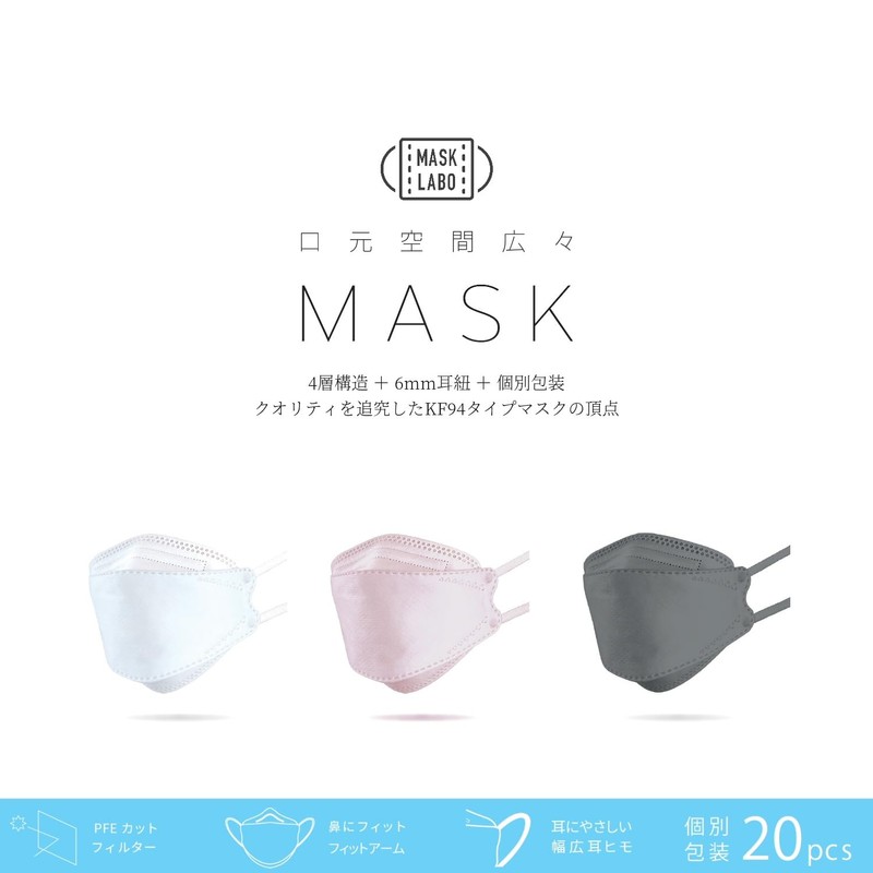 Fuji KF94 Mask, 4 Layer Non-woven Fabric Mask (20 Pieces),