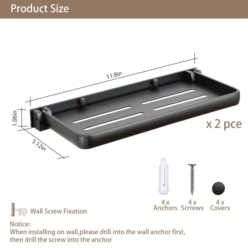 SWEAMTING RV Aluminum Foldabling Shelf-Hidden,Small Folding Wall Shelves for Bathroom,VR,Campers,Kitchen.90°Folding
