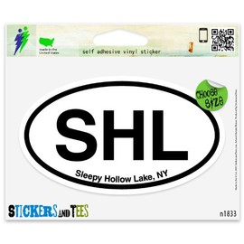 SHL Sleepy Hollow Lake New York Oval Vinyl Car Bumper Window Sticker 5" x 3"