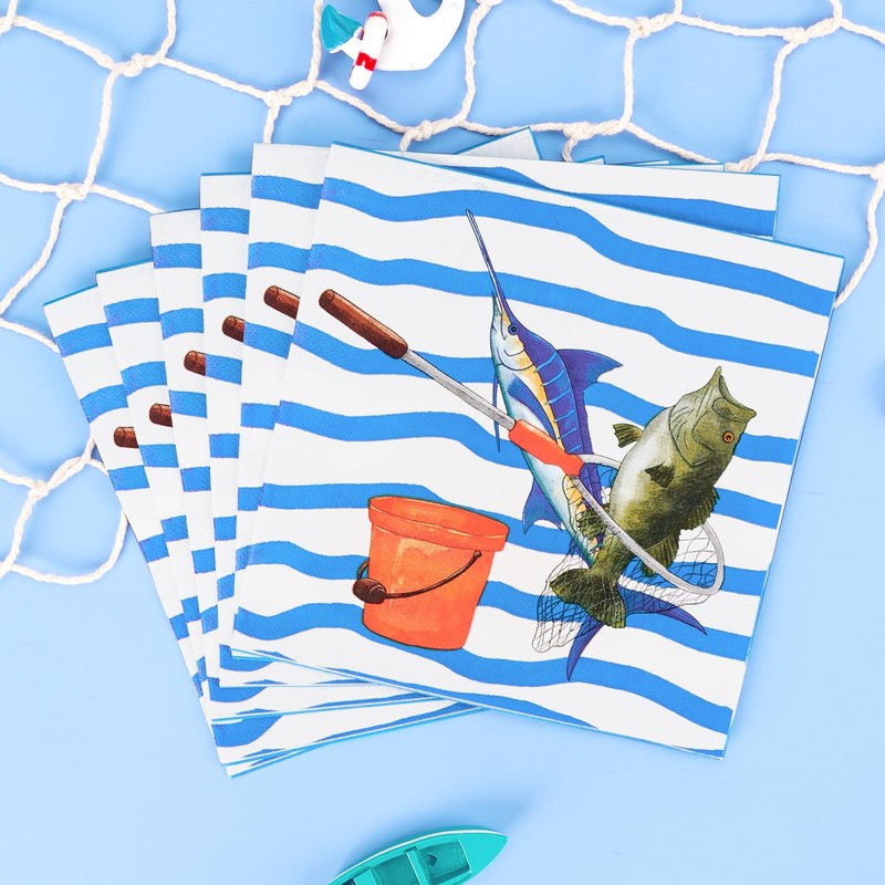 WERNNSAI Fishing Party Supplies - 48PCS Ocean Birthday Party Decorations