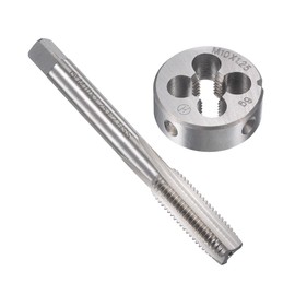 Edinstry Bottom Thread Tap Metric Hand Tap Drill Set Straight Screw Tap Tapers Round Die Repair Manual Thread Tapping Tool M10 1.25mm