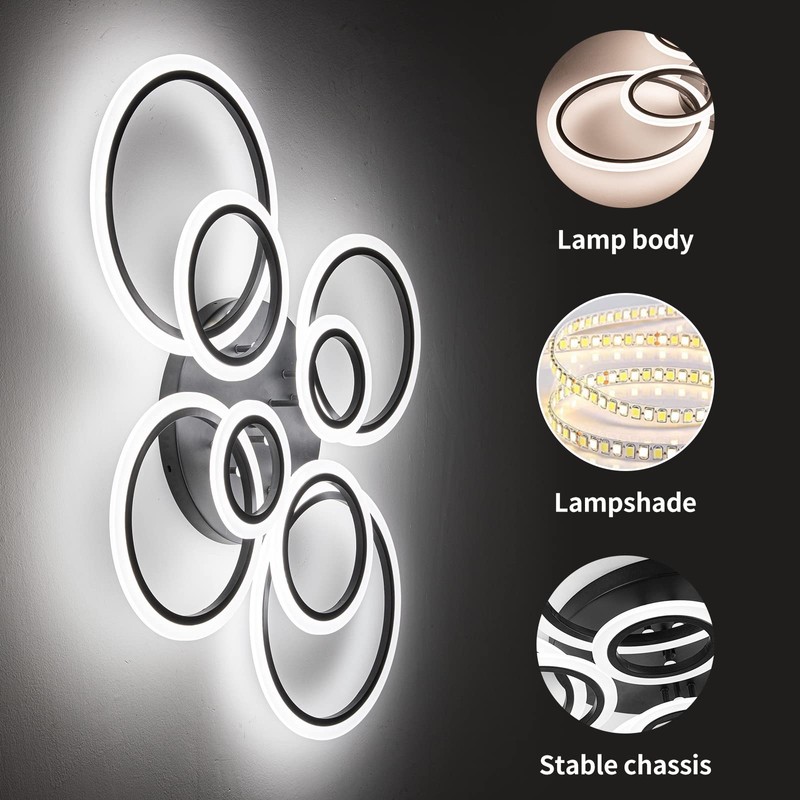 Shine LUEST Modern Ceiling Light, 41.3'' Dimmable LED Black Flush