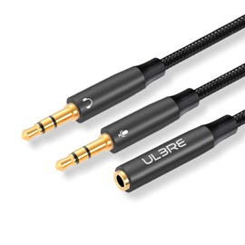 Headphone Splitter for Computer, ULBRE 3.5mm Female to Dual 3.5mm Male Headphone Mic Audio Y Splitter Cable Smartphone Headset to PC Adapter