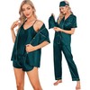 SWOMOG Women's Silk Satin Pyjamas Sets 7 Pieces Sleepwear Sexy