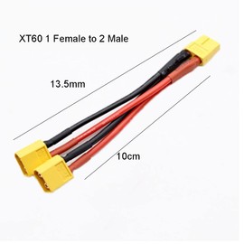 XT60 Parallel Battery Connector Cable Dual Extension Y Splitter 1 Female to 2 Male for DJI Phantom RC Plane 1pcs