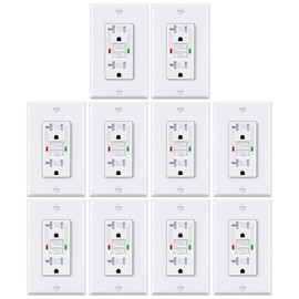 ELECTECK 10 Pack GFCI Outlet 20 Amp, Tamper Resistant (TR), Self-Test GFI Receptacles with LED Indicator, Ground Fault Circuit Interrupter, Decor Wallplate Included, UL Listed, White