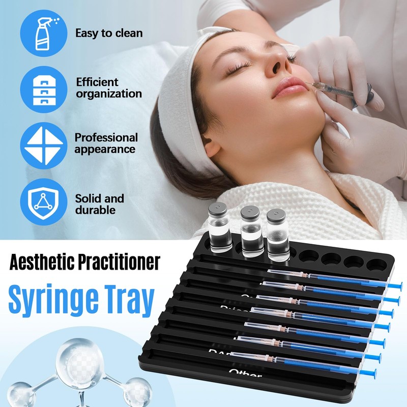 Chunful 2 Pcs Aesthetic Practitioner Syringe Tray with 8 Slots