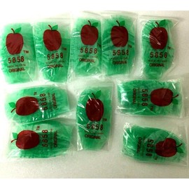 5858 (5/8"X5/8") Green Color Apple Brand Mini Zip Lock Baggies, Case of 1,000