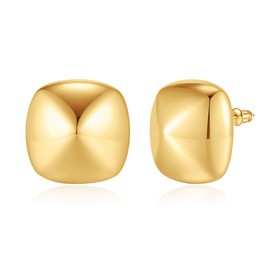 Chunky Gold Earrings for Women Girls 14k Gold Plated Stud Earrings for Women Hypoallergenic Gold Statement Earrings Thick Gold Chunky Earrings for Women Trendy Jewelry Gift for Women Girls, Copper, No