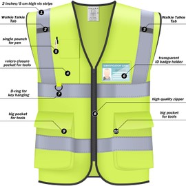 Oyayubi Oyayubi Warnwesten Auto Pannenweste, EN ISO 20471 Gelb Warnweste, Neongelb Sicherheitsweste, Reflektierend Weste, Herren Frauen, Pkw, LKW - XL