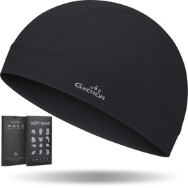 GXCROR Cooling Skull Cap Helmet Liner for Men Women, Moisture Wicking Cycling Cap Motorcycle Hard Hat Liner Soft Running Beanie (Black)