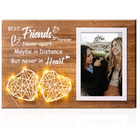 Best Friends Picture Frame - Birthday Gifts for Best Friend, Friendship Gifts for Women Female BFF, Graduation Christmas Going away Gifts for Friends Best Friends Forever Rustic Photo Frame 4"x6"