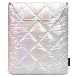 Puffy Laptop Sleeve 13 Inch 14 Inch, Women Quilted Puffer Laptop Carrying Case Pillow Case Compatible with MacBook Pro 14 inch M4 M3 M2 M1, Cute Small Notebook Cover (Shiny White)