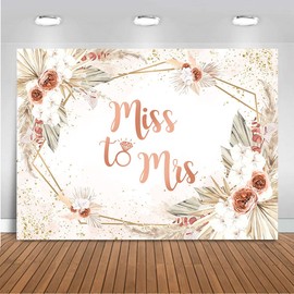 Mocsicka 7x5ft Miss to Mrs Bridal Shower Backdrop Boho Floral Pink Bride to Be Engagement Photo Banner Props