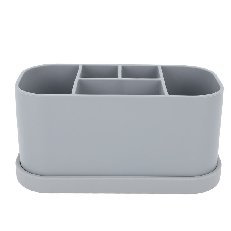 Silicone Toothbrush Toothpaste Holder Multipurpose 5 Slots Drainage Holes Bathroom