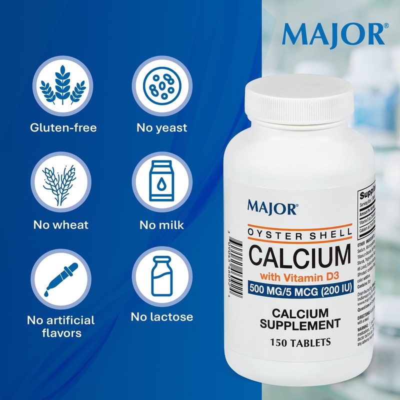 MAJOR Oyster Shell Calcium 500mg Tablets with Vitamin D3 200IU
