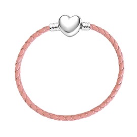 JMQJewelry Pink Leather Charm Braided Cahrms for Bracelets Womens Grandma Mother Wife Mama Bear Jewelry Chain 18.8cm 7.4inches Columbus Day