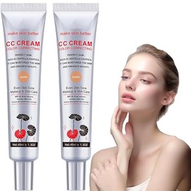 LUHI Crema CC,Crema de Maquillaje Base Correctora,Crema solar con protección CC,Base de Cobertura Total, Crema hidratante,Aumenta la Luminosidad de la Piel, Mejora la Elasticidad de la Piel.(2PCS)
