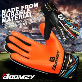 BOOMZY Soccer Goalie Gloves for Kids Boys Children, Youth & Adult Football Goalkeeper Gloves with Double Wrist Protection (Orange Fluorescent, Size 2 suitable for 4 to 5 year old)