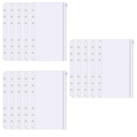 BRIIKPP A6 6 Hole Zipper Pocket, Personal Organizer Pocket, Waterproof, PVC, Organized, Transparent, Anti-Loss, Clearly (15 Pieces)