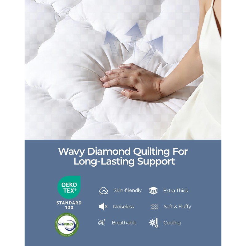 4 Inch Mattress Topper Queen Integrated Dual Layer, 2-in-1 Cooling