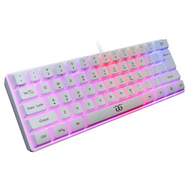 DGG 60% Wired Gaming Keyboard,RGB Backlit Ultra-Compact Mini Keyboard,Waterproof Mini Compact 61 Keys Keyboard, for PC/Mac Gamer, Typist, Travel, Easy to Carry on Business Trip,White