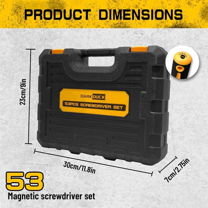 53-piece Magnetic Screwdrivers Set with Case,Phillips, Hex, Pozidriv,Torx and Precision