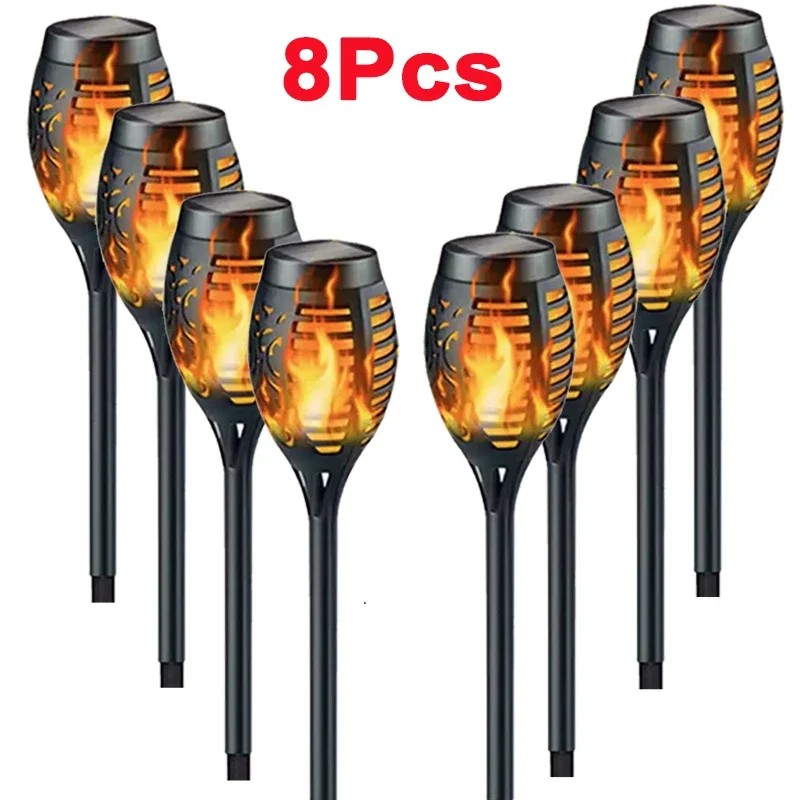 Solar Flame Torch Lights for Garden Decor – Flickering LED