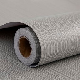 FUKU MON Grasscloth Fabric Wallpaper 24" X 394" Textured Mocha Gray Thick Linen Classic Neutral Grassweave Contact Paper for Walls Cabinets Bedroom Counter Top Liners Fireplace