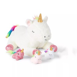 Deluxe Paws Snugy Babies 4 in 1 Stuffed Animal Soft Toy Plush With 3 Babies Inside Tummy (Snugy Unicorn)
