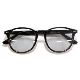 MERRY PLEASURE Dimming Sunglasses, Polarized Sunglasses, Men's, Women's, Boston, Round Glasses, Colored, Light Color, Color Lens, Black x Lt.SMOKE