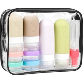 Juego De 16 Botellas De Viaje, 60/90 Ml Con Bolsa Transparente Botellas de viaje para artículos de aseo aprobados