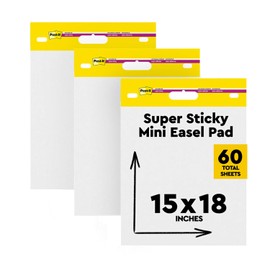 Post-it 577SS-6 - Mini caballete calcomanía de 15 x 18 pulgadas, 20 hojas/bloc, 6 almohadillas para orejas, papel autoadhesivo de alta calidad, color blanco, 3 almohadillas